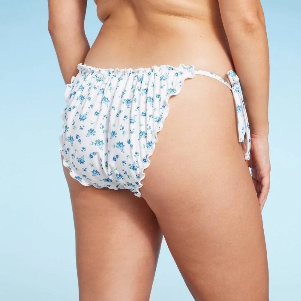 Wild‎ Fable 2-piece Floral Ruffle Bikini Set Triangle Top High Leg Bottom Small